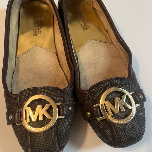 Michael Michael Kors Fulton Sz 6.5 Brown Logo Leather Moccasin Flats - Picture 5 of 11